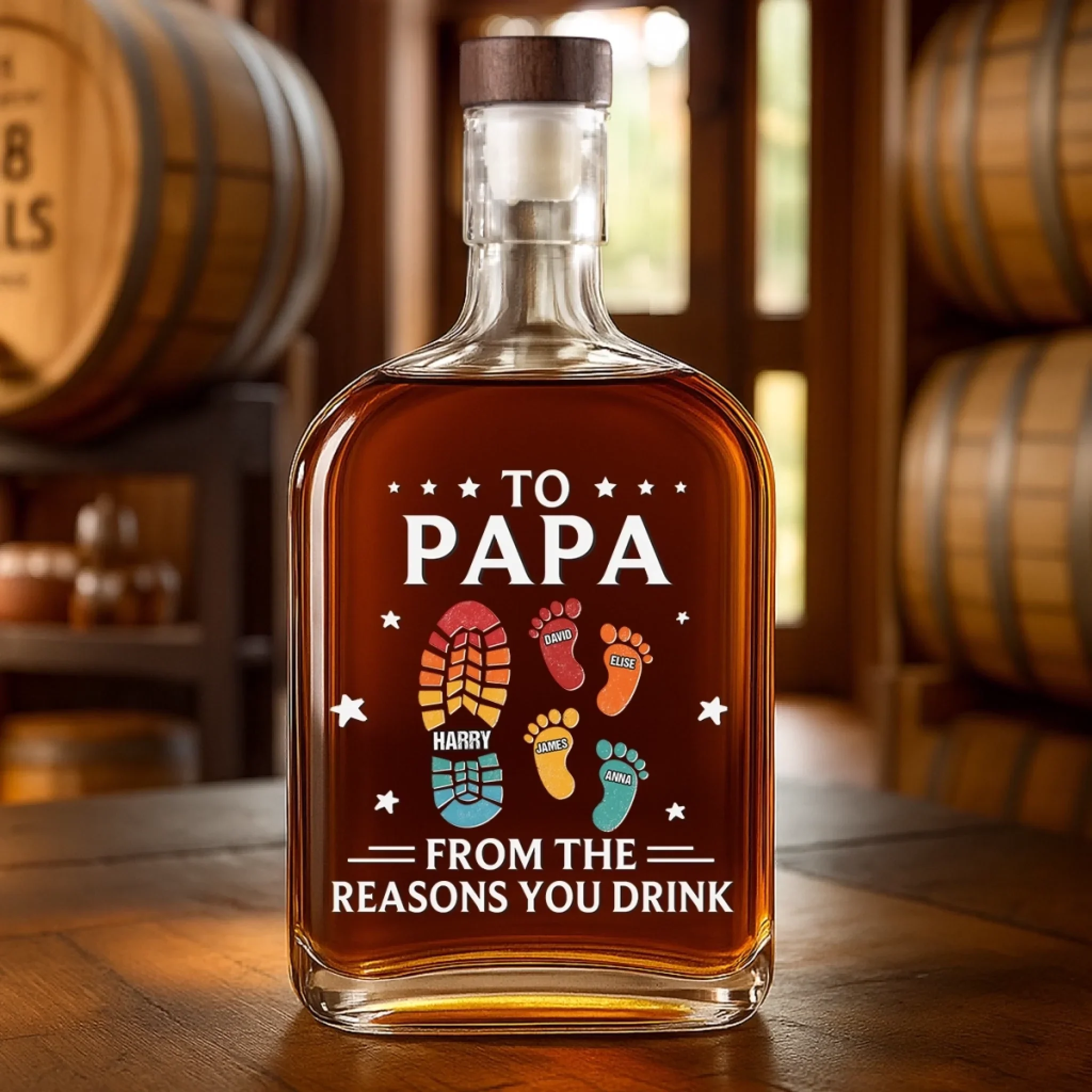 From Your Favorite Little Footsteps - Family Personalized Custom Whiskey Bottle - Father's Day, Gift For Dad, Grandpa - Image 4