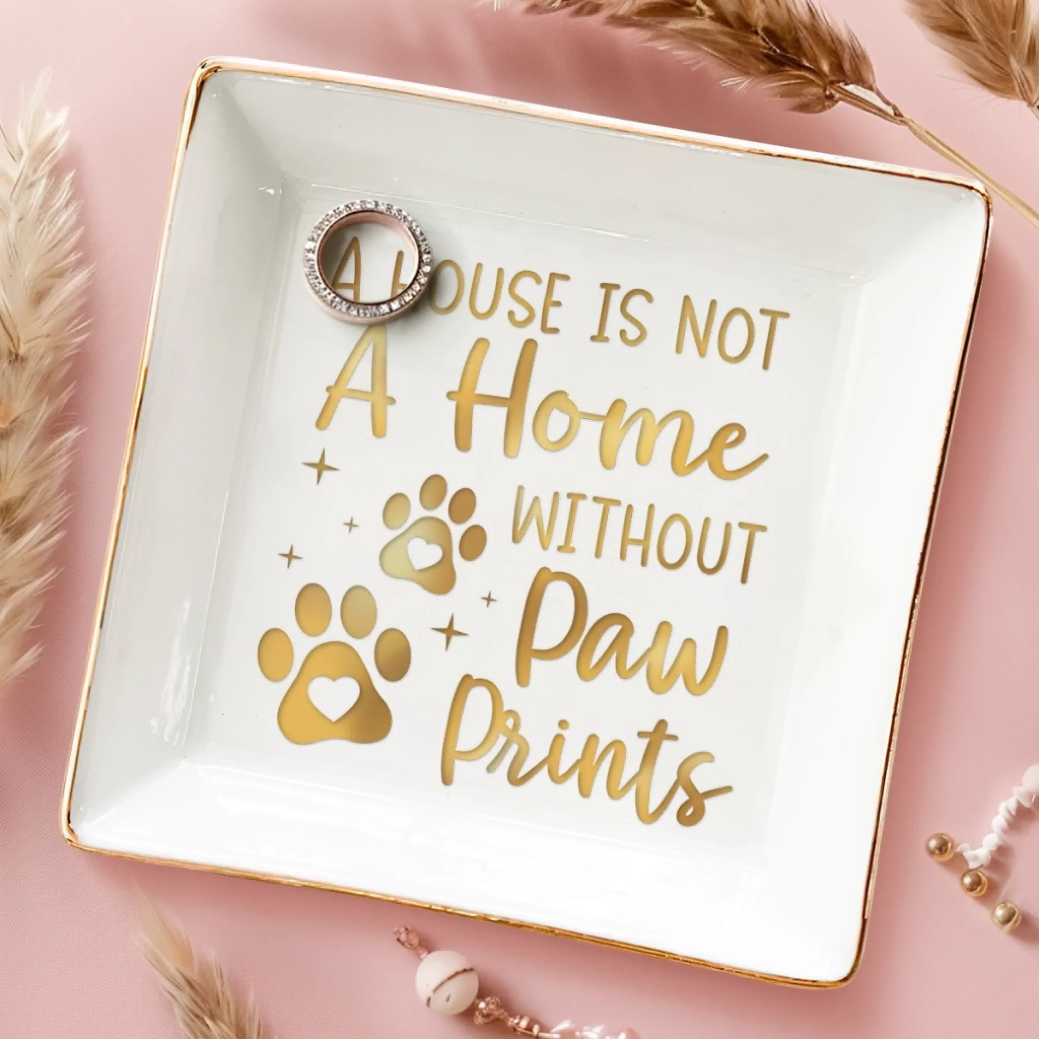 Full-Print Jewelry Dish - Birthday Gifts For Dog Cat Lovers, Dog Dad And Mom, Cat Owners - Home Is Where Paws Live - Image 3