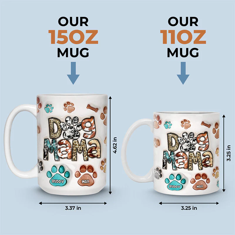 Full Time Dog Mama - Dog Personalized Custom 3D Inflated Effect Printed Mug - Christmas Gift For Pet Owners, Pet Lovers - Image 4