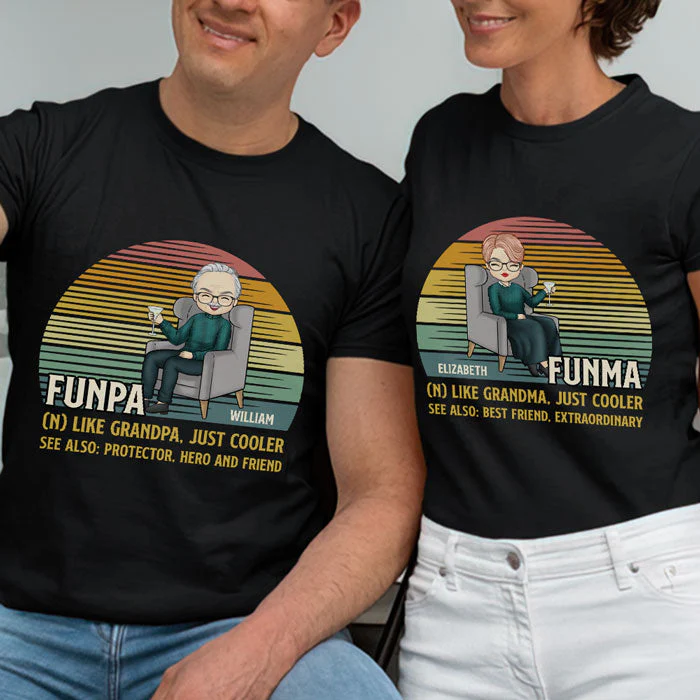 Funpa & Funma, Like Grandpa & Grandma, Just Cooler - Personalized Matching Couple T-Shirt - Gift For Couple, Husband Wife, Grandparents