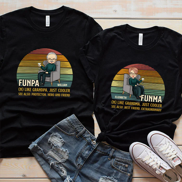 Funpa & Funma, Like Grandpa & Grandma, Just Cooler - Personalized Matching Couple T-Shirt - Gift For Couple, Husband Wife, Grandparents - Image 3