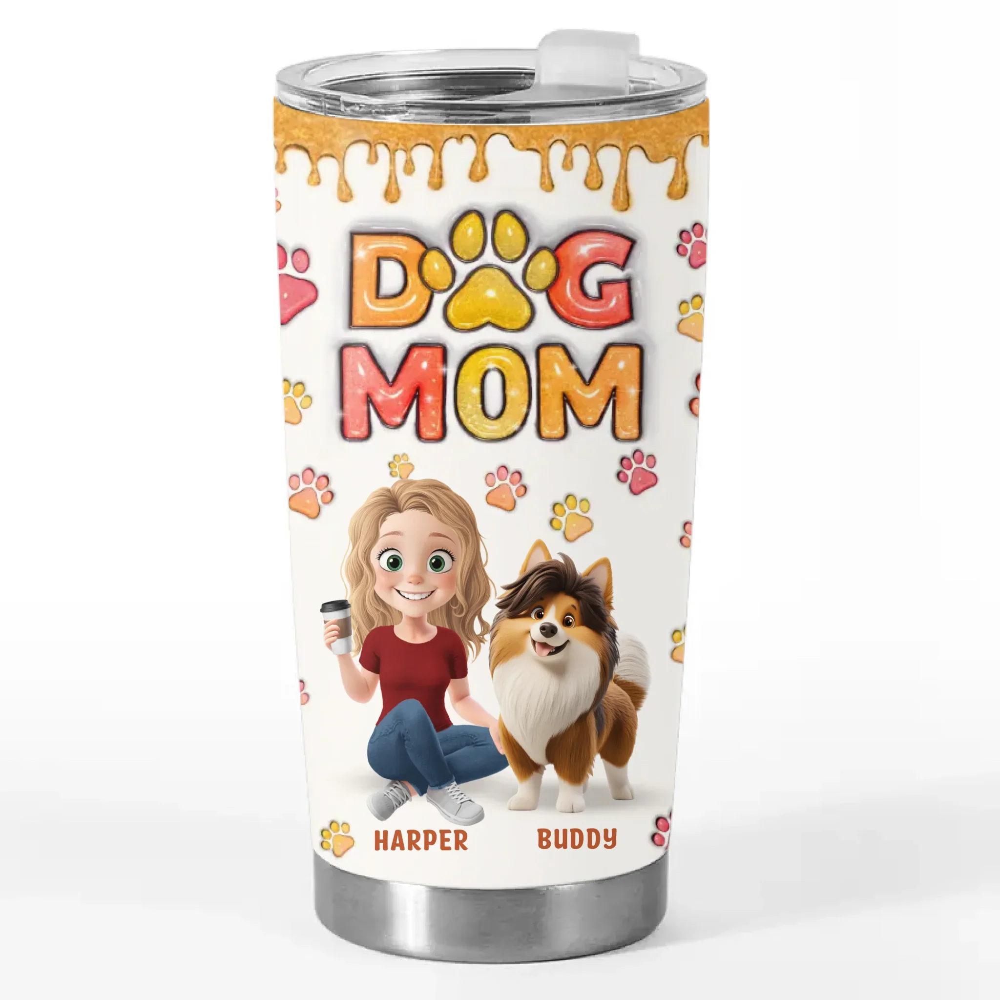 Fur Babies, Forever - Dog Personalized Custom 3D Inflated Effect Printed Tumbler - Gift For Pet Owners, Pet Lovers - Image 2