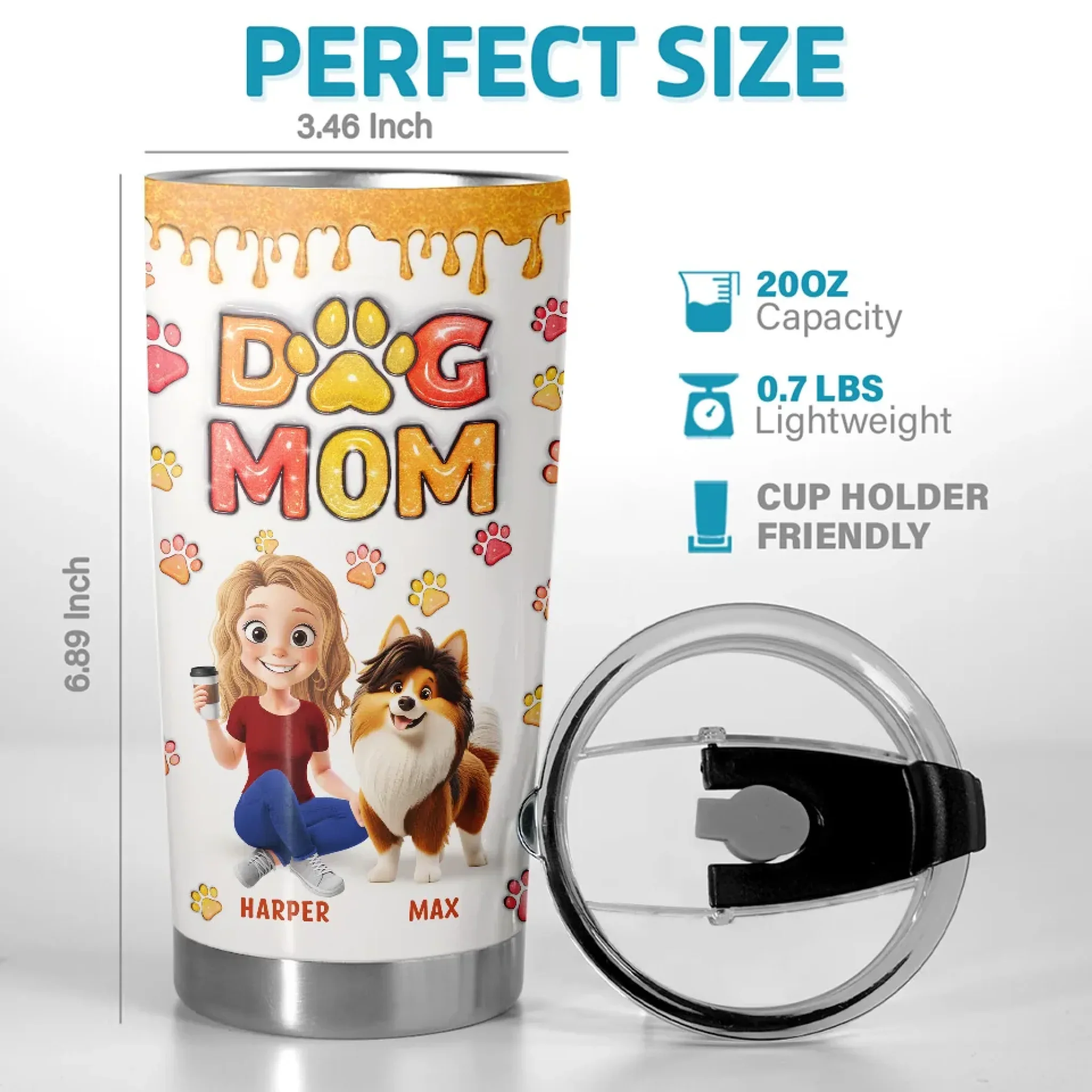 Fur Babies, Forever - Dog Personalized Custom 3D Inflated Effect Printed Tumbler - Gift For Pet Owners, Pet Lovers - Image 3
