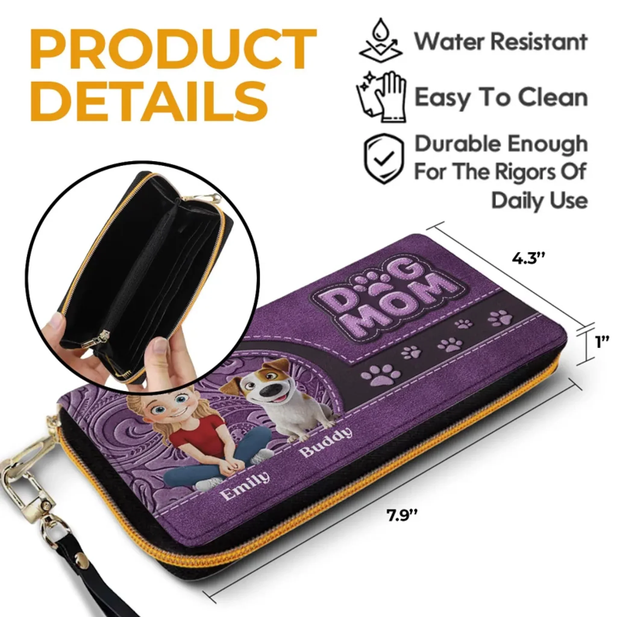 Furry Love, Forever Bond - Dog Personalized Custom Leather Long Wallet - Gift For Pet Owners, Pet Lovers - Image 6