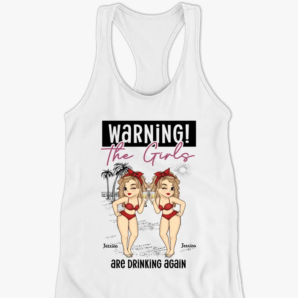 Girls Trip In Process - Bestie Personalized Custom Racer Back Tank Top - Gift For Best Friends, BFF, Sisters - Image 2