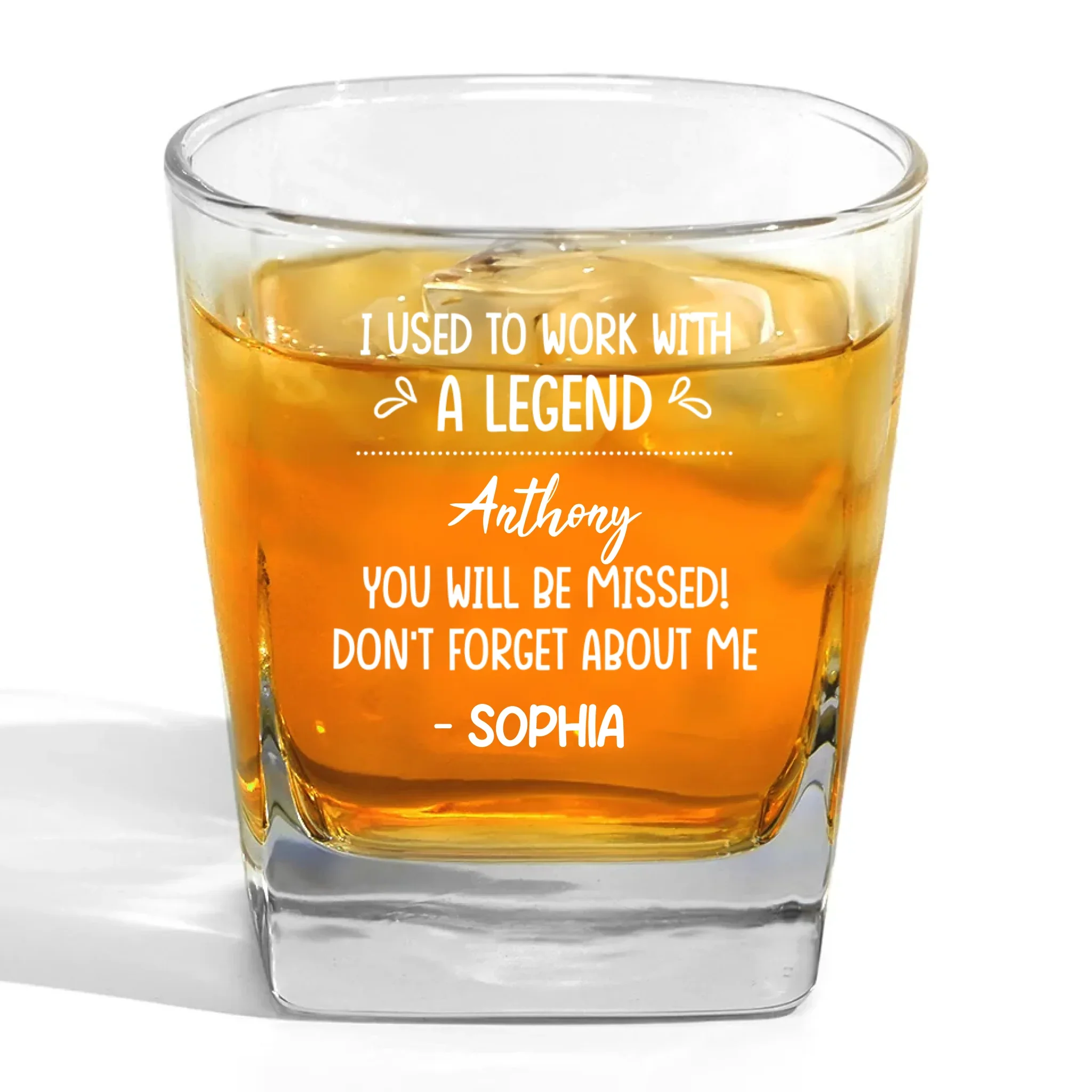 Give A Gift That Speaks Volumes - Coworker Personalized Custom Square Whiskey Glass - Appreciation, Retirement Gift For Coworkers, Work Friends, Colleagues - Image 2