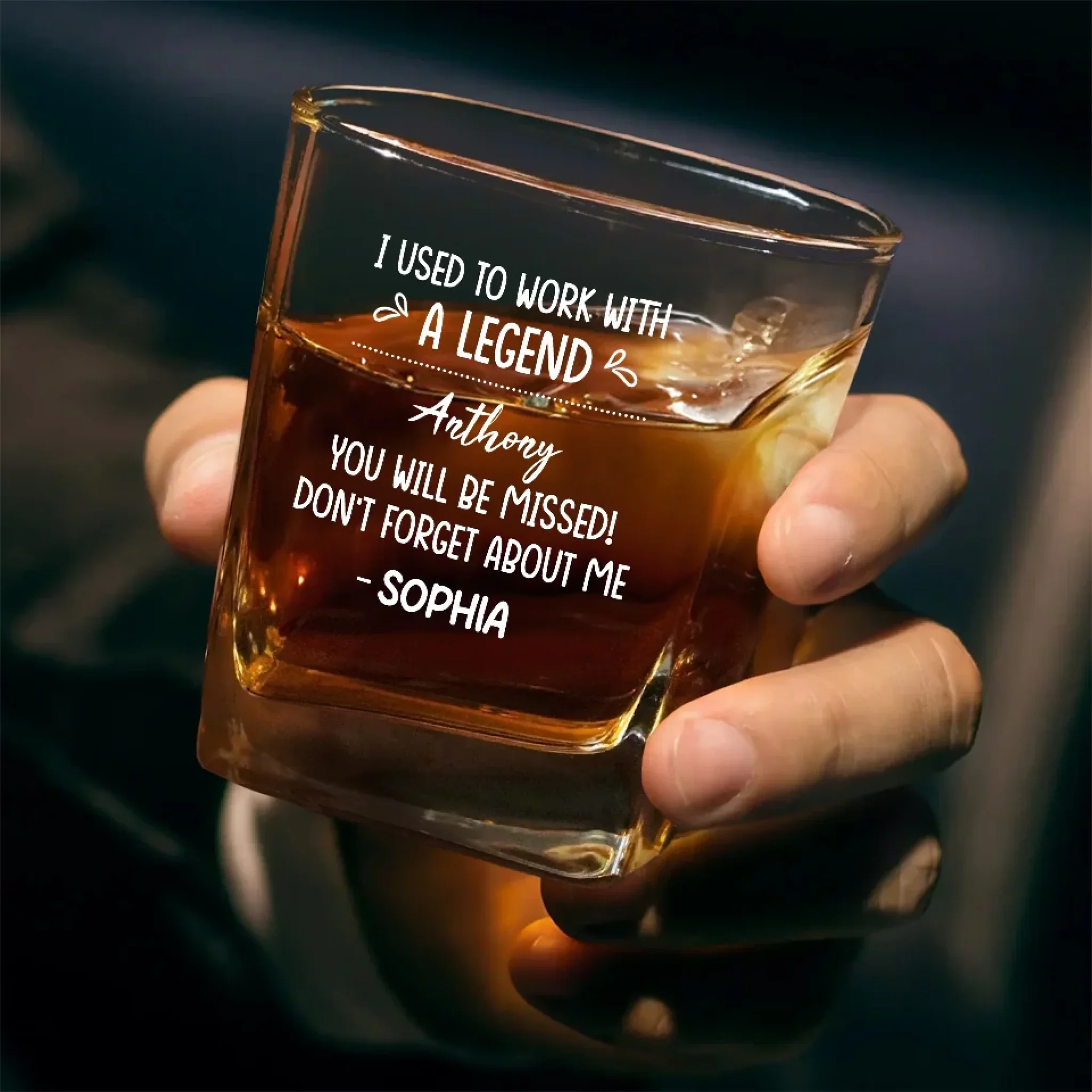 Give A Gift That Speaks Volumes - Coworker Personalized Custom Square Whiskey Glass - Appreciation, Retirement Gift For Coworkers, Work Friends, Colleagues - Image 3