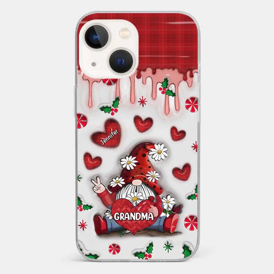 Gnome One Loves Like Grandma - Family Personalized Custom 3D Inflated Effect Printed Clear Phone Case - Christmas Gift For Grandma - Image 14