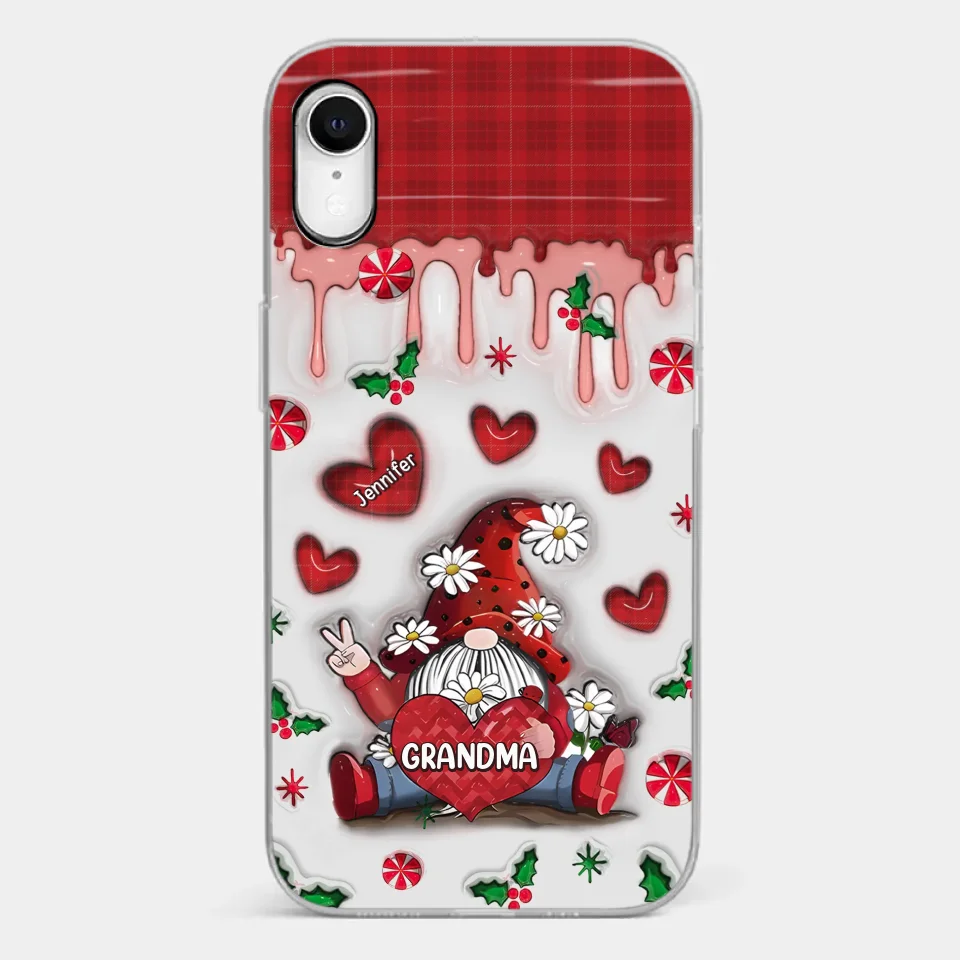 Gnome One Loves Like Grandma - Family Personalized Custom 3D Inflated Effect Printed Clear Phone Case - Christmas Gift For Grandma - Image 25