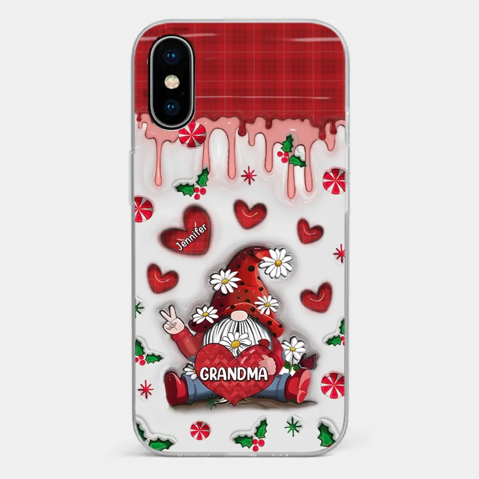 Gnome One Loves Like Grandma - Family Personalized Custom 3D Inflated Effect Printed Clear Phone Case - Christmas Gift For Grandma - Image 26