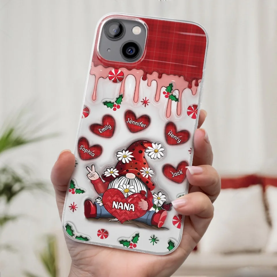 Gnome One Loves Like Grandma - Family Personalized Custom 3D Inflated Effect Printed Clear Phone Case - Christmas Gift For Grandma - Image 28