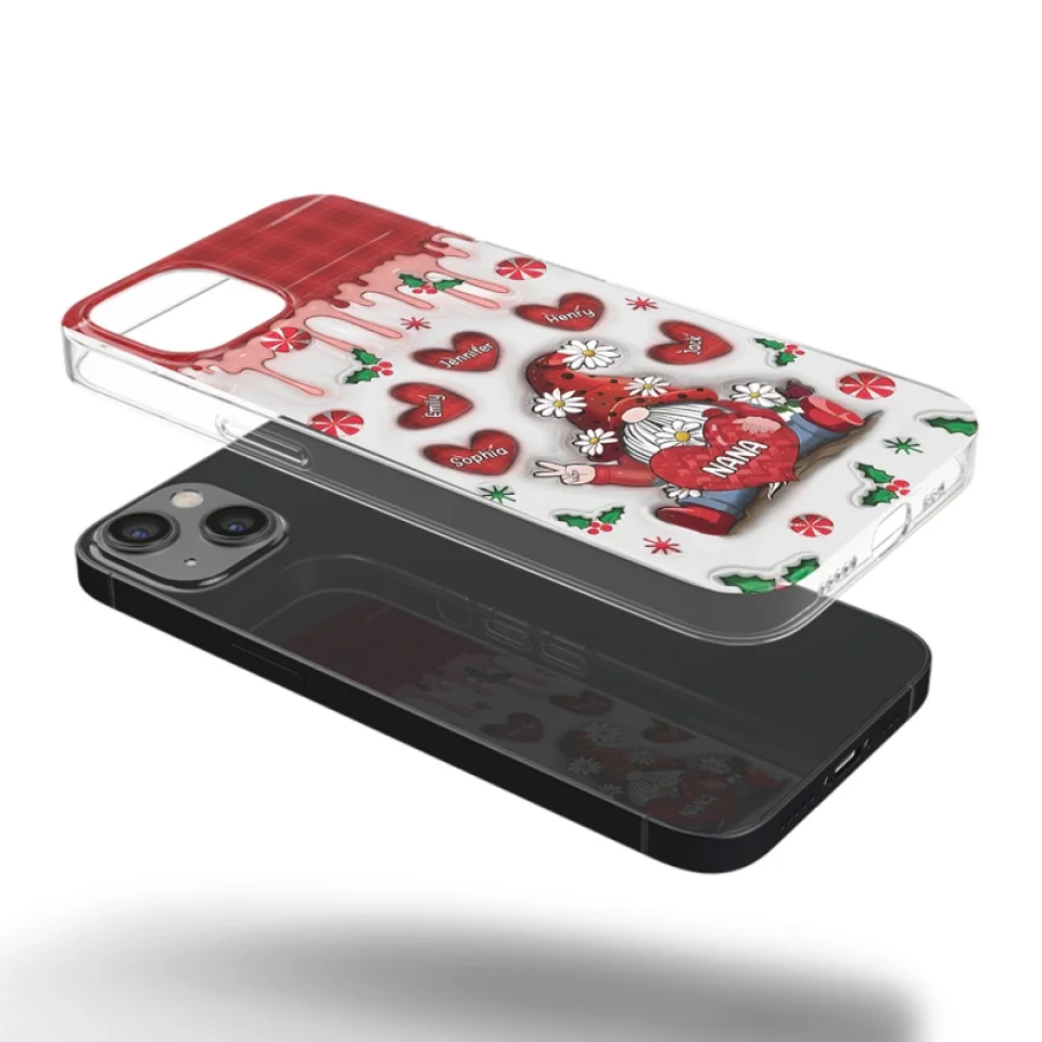 Gnome One Loves Like Grandma - Family Personalized Custom 3D Inflated Effect Printed Clear Phone Case - Christmas Gift For Grandma - Image 29