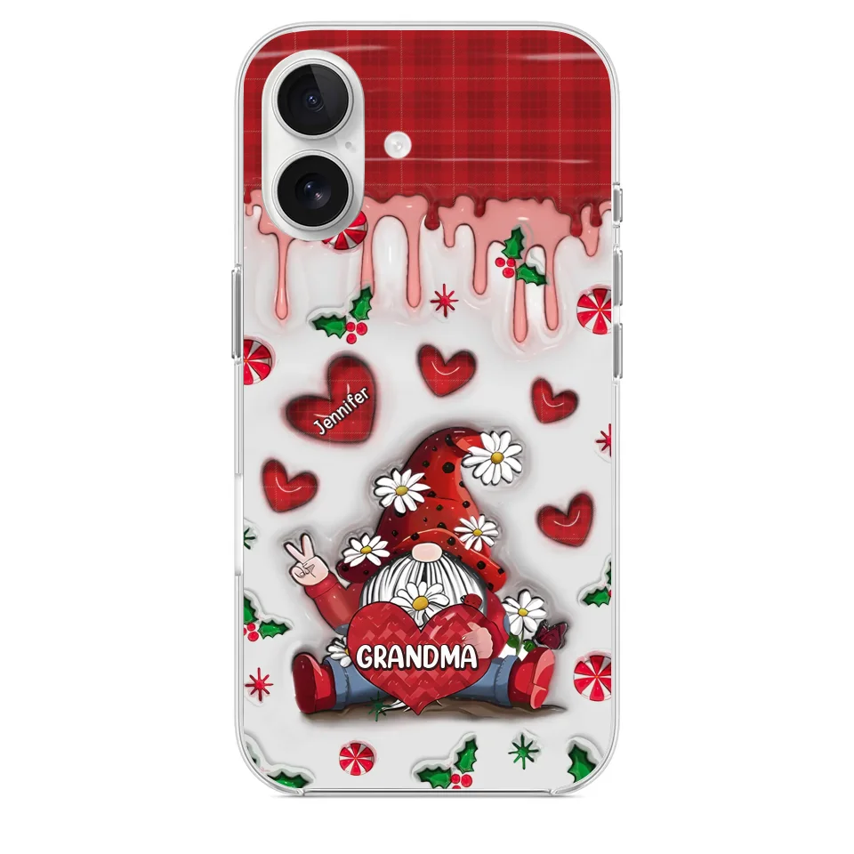 Gnome One Loves Like Grandma - Family Personalized Custom 3D Inflated Effect Printed Clear Phone Case - Christmas Gift For Grandma - Image 31