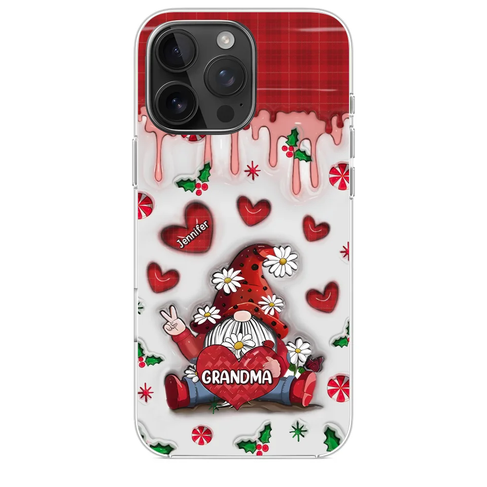 Gnome One Loves Like Grandma - Family Personalized Custom 3D Inflated Effect Printed Clear Phone Case - Christmas Gift For Grandma - Image 34