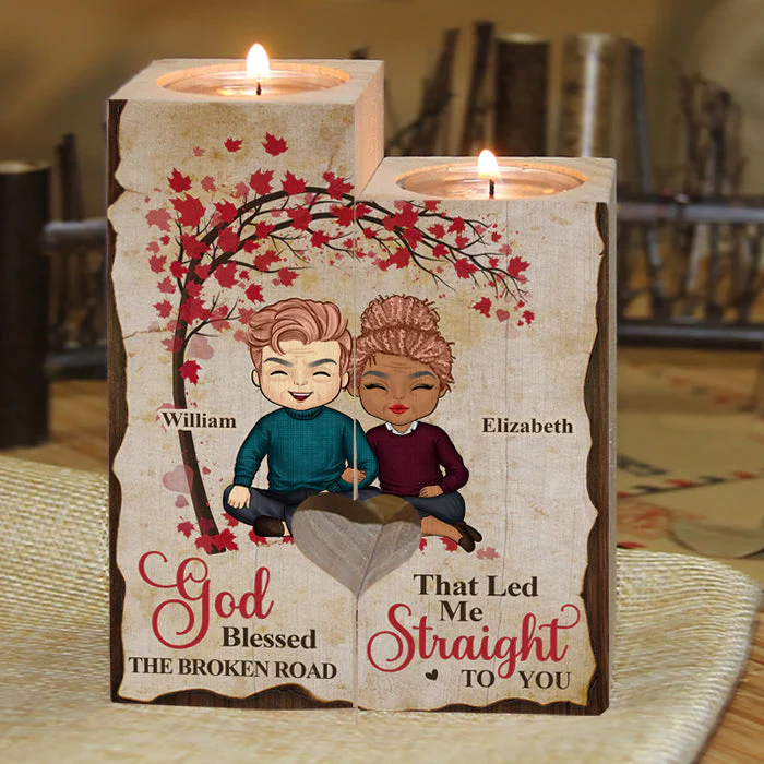God Led Me Straight To You - Gift For Couples, Personalized Candle Holder - Image 3