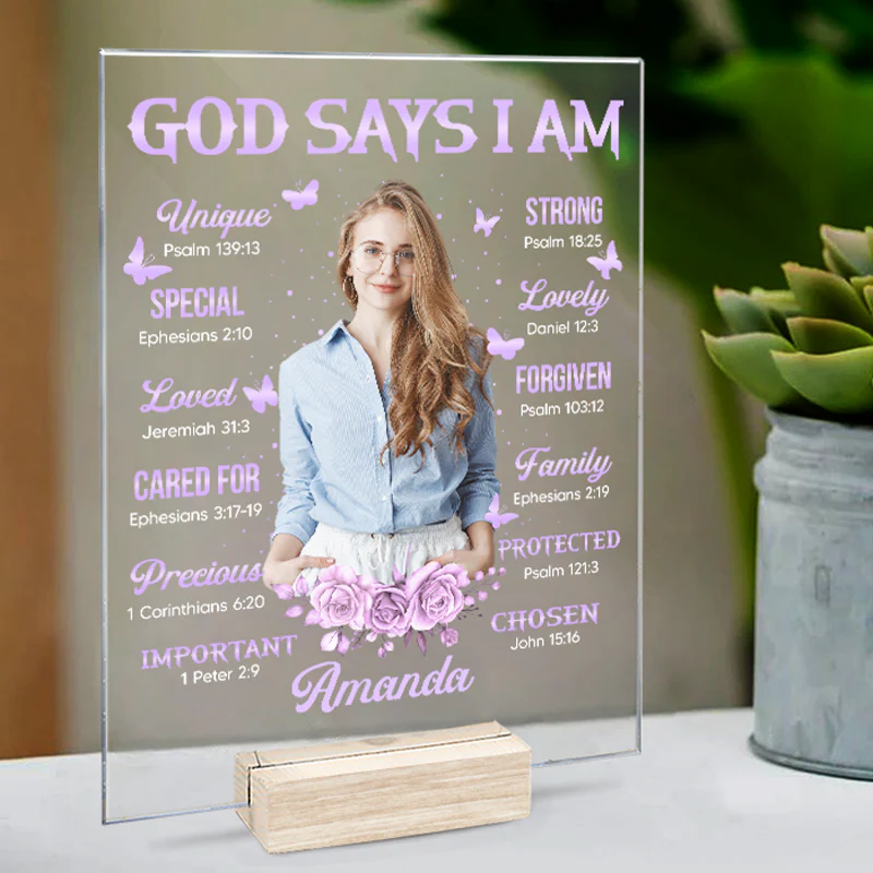 God Says I Am - Personalized Custom Rectangle Shaped Acrylic Plaque - Gift For Yourself - Image 4