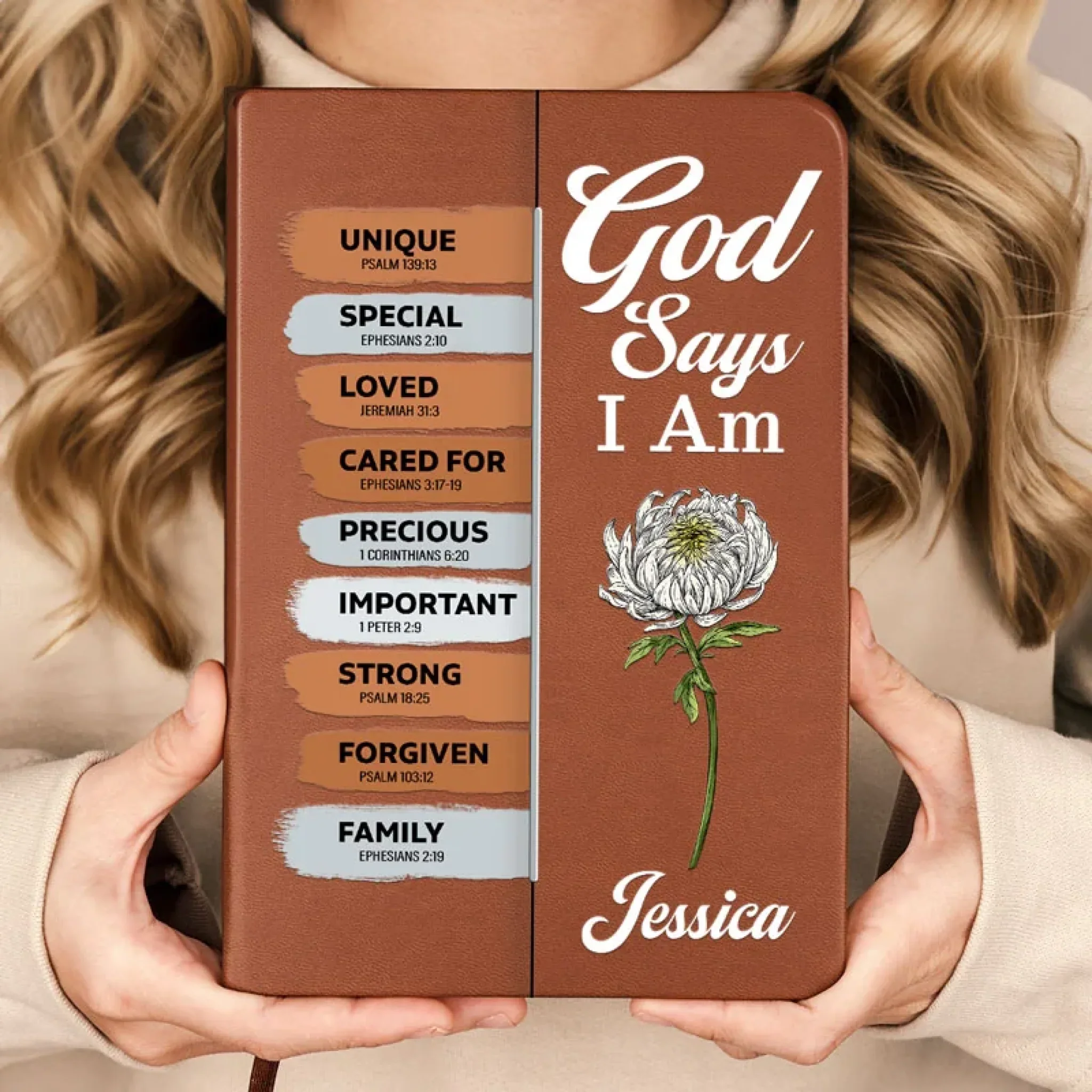 God Says I Am Unique - Family Personalized Custom Leather Journal - Gift For Yourself, Best Friends, Siblings, Family Members - Image 3