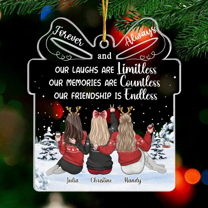 Good Friends And Great Adventures - Bestie Personalized Custom Ornament - Acrylic Gift Box Shaped - Christmas Gift For Best Friends, BFF, Sisters - Image 2