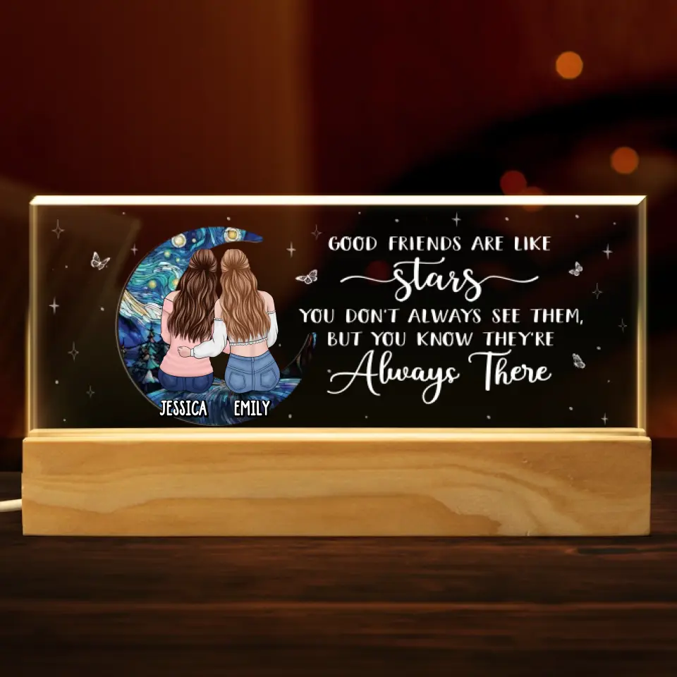 Good Friends Are Like Stars - Bestie Personalized Custom Acrylic Letters 3D LED Night Light - Gift For Best Friends, BFF, Sisters - Image 2