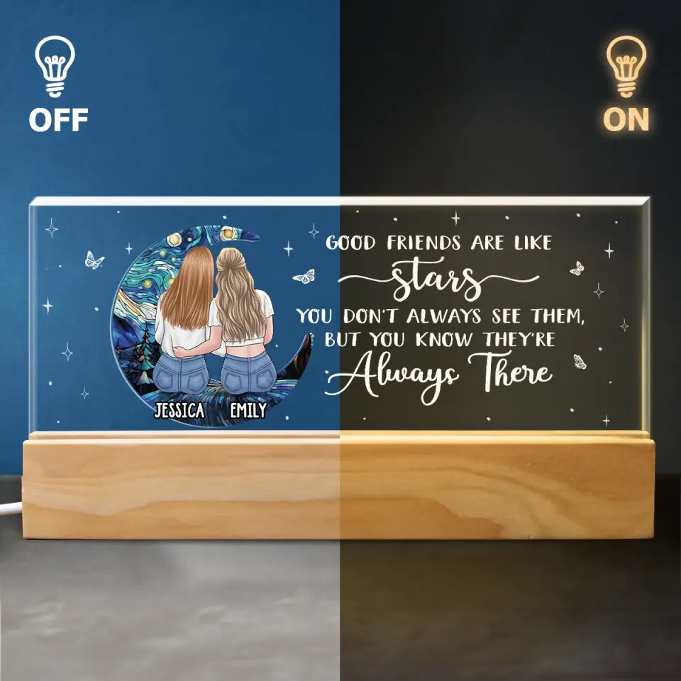 Good Friends Are Like Stars - Bestie Personalized Custom Acrylic Letters 3D LED Night Light - Gift For Best Friends, BFF, Sisters - Image 5