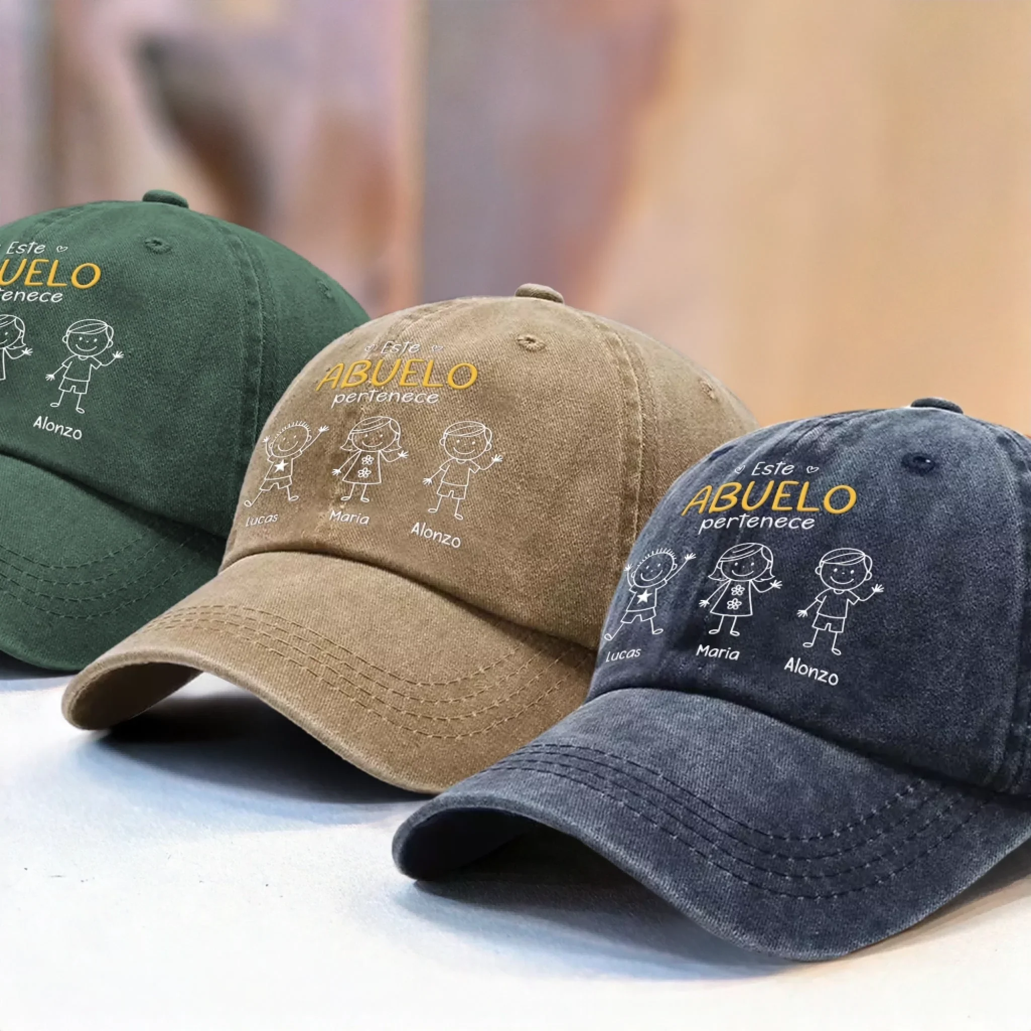 Gorra de Béisbol Personalizada de Mezclilla Vintage Lavada – Regalos de Cumpleaños Personalizados para Papá, Abuelo – Este Abuelo Pertenece - Image 3