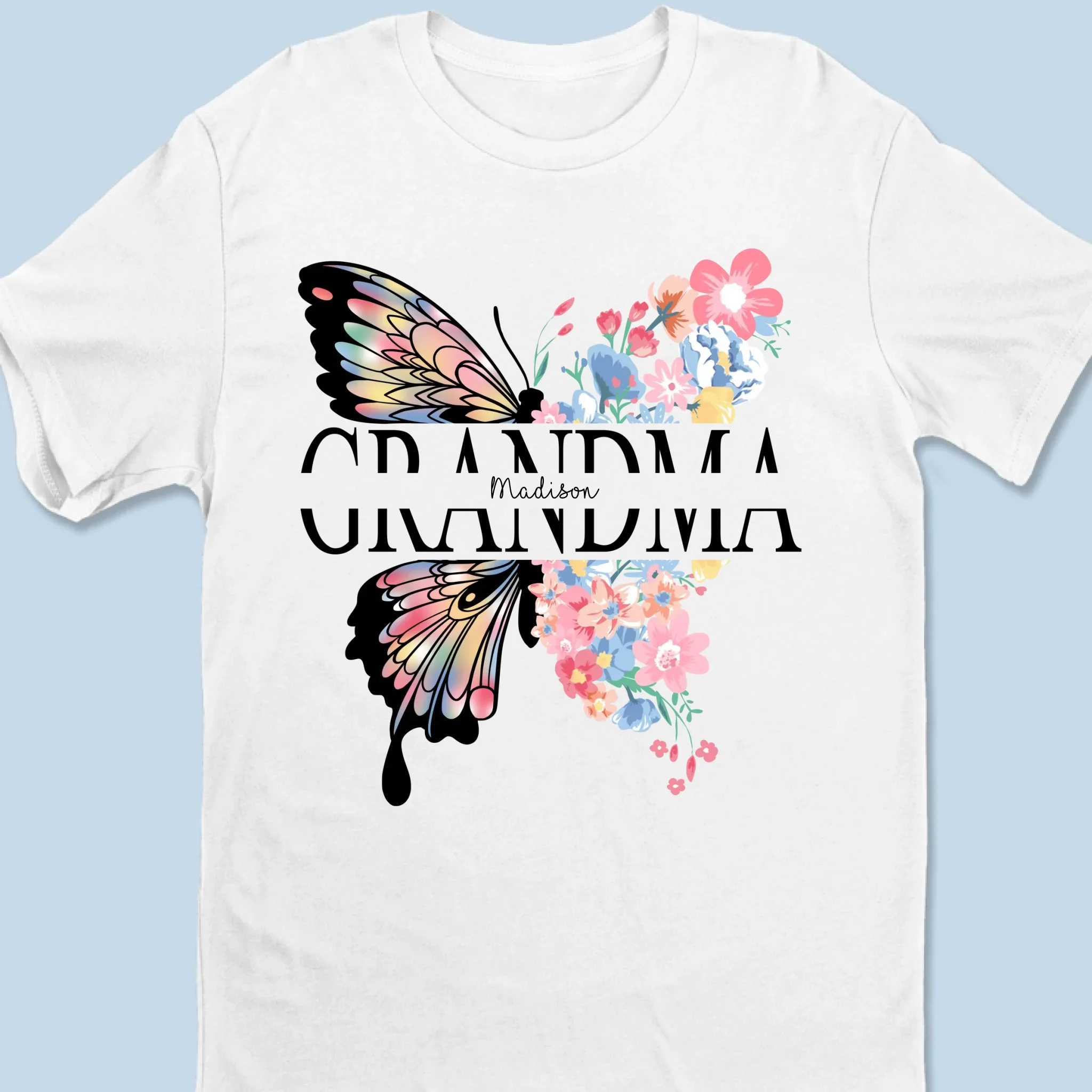 Graceful Like A Butterfly, Strong Like A Grandma - Family  Personalized Custom Unisex T-shirt, Premium T-shirt, Hoodie - Mother's Day, Gift For Mom, Grandma - Image 2