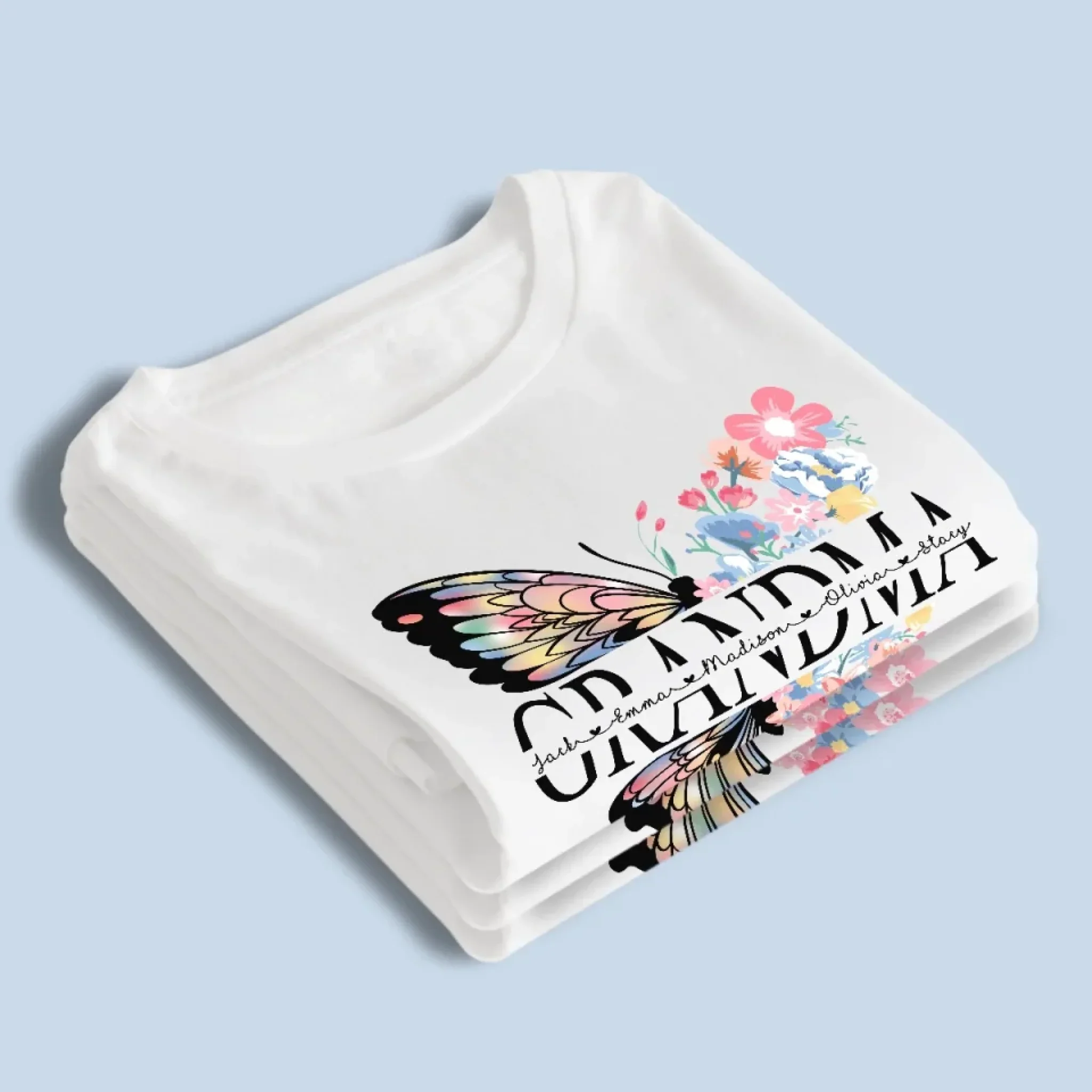 Graceful Like A Butterfly, Strong Like A Grandma - Family  Personalized Custom Unisex T-shirt, Premium T-shirt, Hoodie - Mother's Day, Gift For Mom, Grandma - Image 4