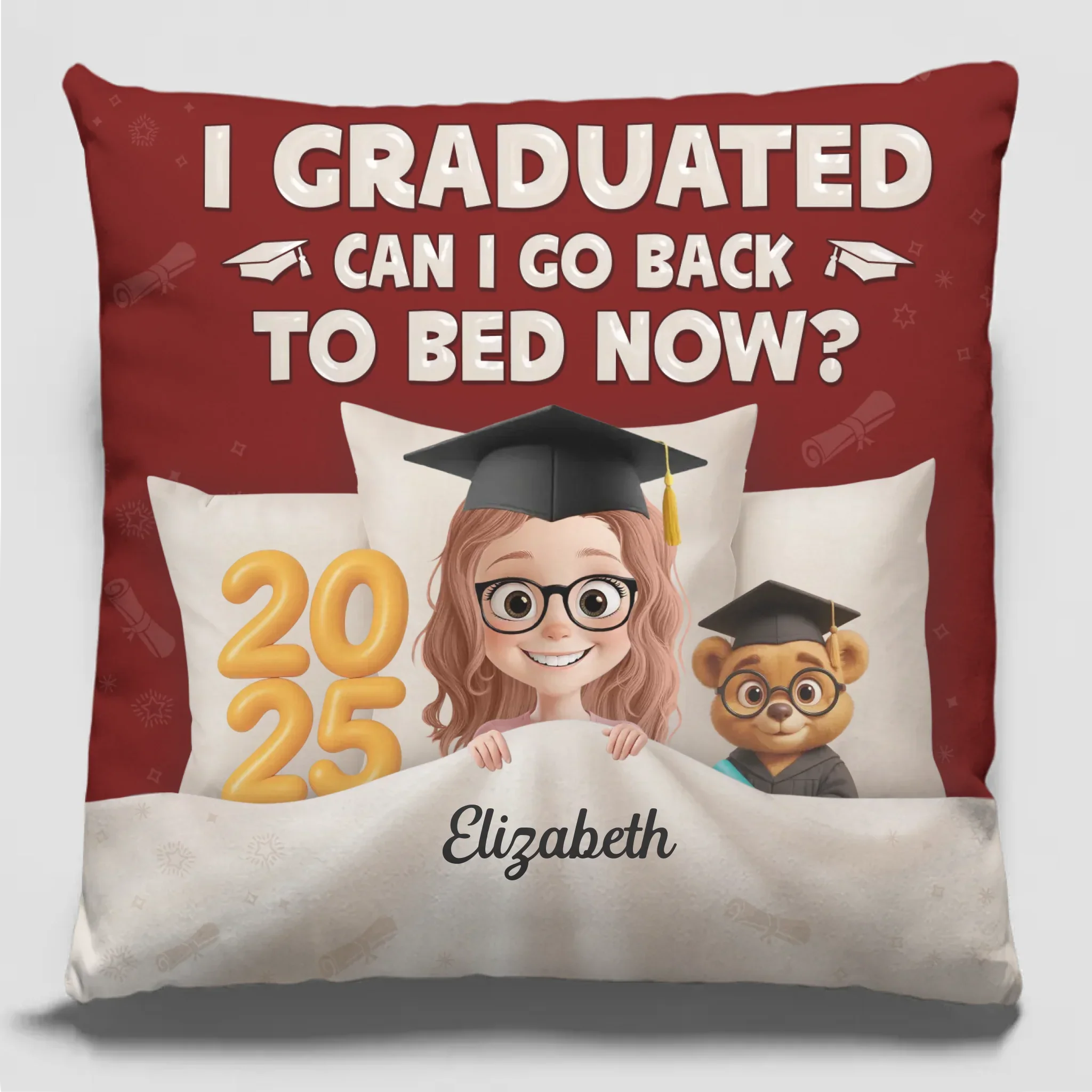 Graduation Complete Time to Sleep - Family Personalized Custom 3D Inflated Effect Printed Pillow - Graduation Gift For Family Members, Siblings, Brothers, Sisters - Image 2