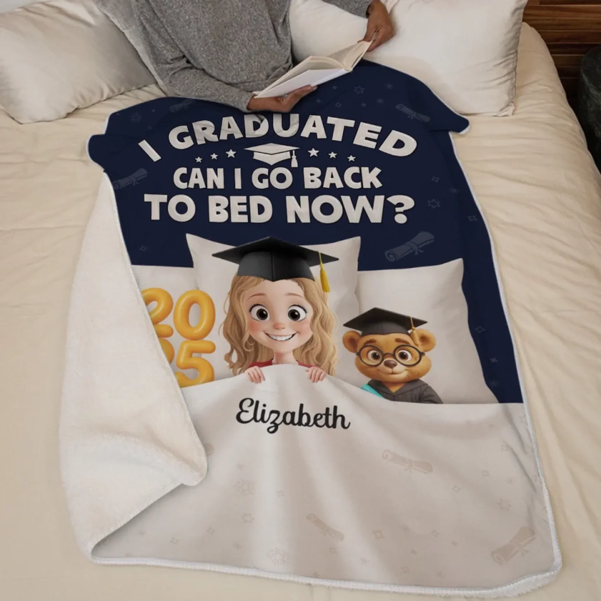 Graduation Goal Met Bedtime Reset - Family Personalized Custom 3D Inflated Effect Printed Blanket - Graduation Gift For Family Members, Siblings, Brothers, Sisters - Image 5