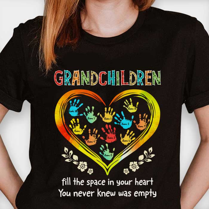 Grandchildren Fill The Space In Your Heart - Gift For Grandma, Personalized Unisex T-Shirt, Hoodie