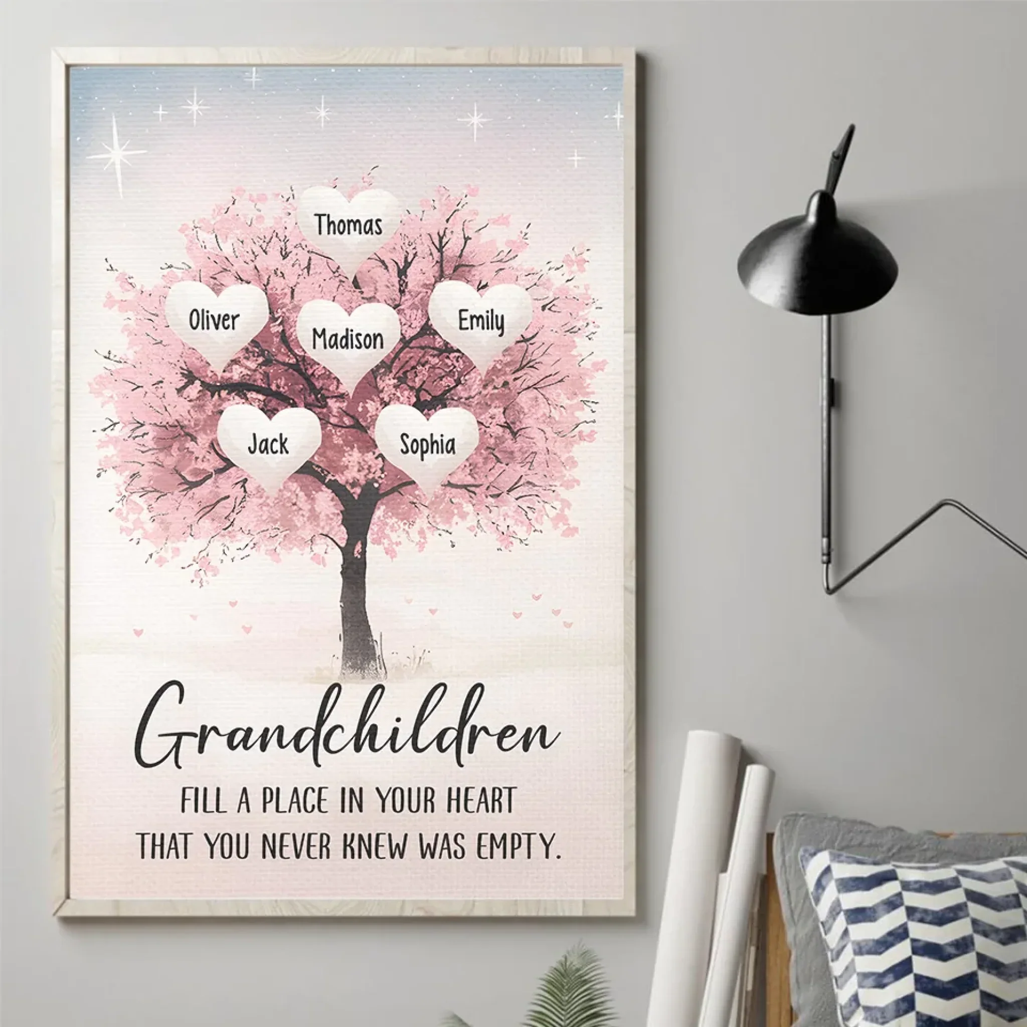 Grandchildren, Little Blessings And Endless Joy - Family Personalized Custom Vertical Poster - Gift For Grandma, Grandpa, Grandkid - Image 3