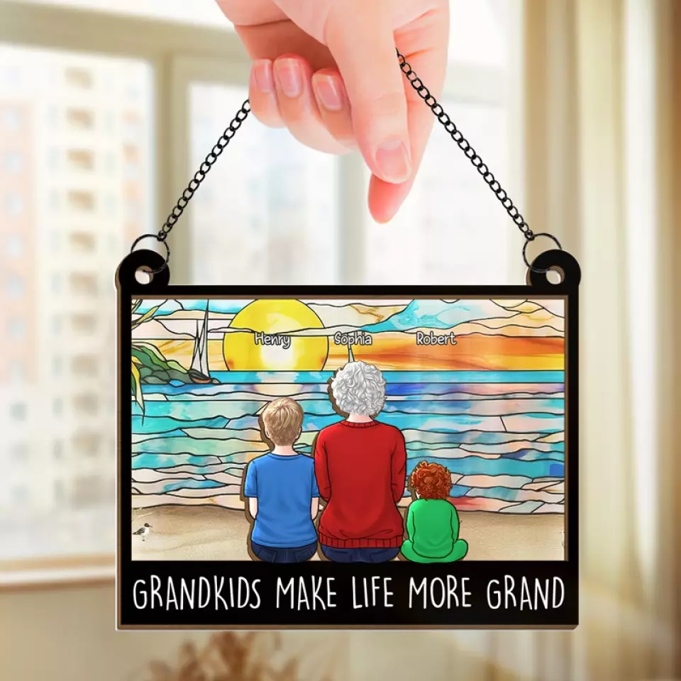 Grandkid Complete Life's Circle Of Love - Family Personalized Window Hanging Suncatcher - Gift For Grandma - Image 3