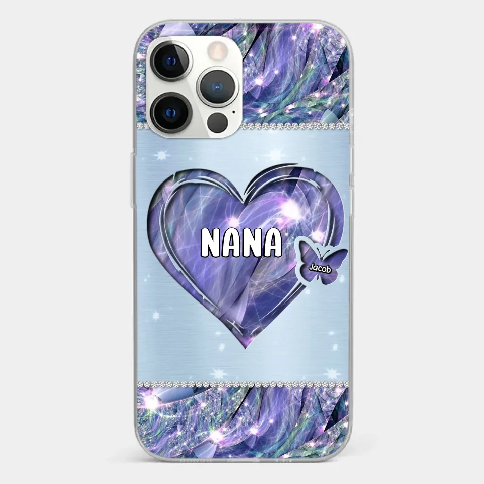Grandkids Complete Her Joy - Family Personalized Custom Faux Jewelry Effect Printed Clear Phone Case - Gift For Mom, Grandma - Image 12