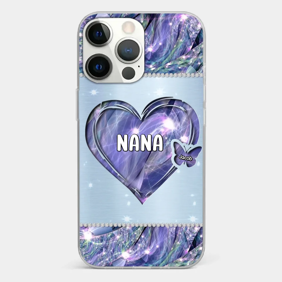 Grandkids Complete Her Joy - Family Personalized Custom Faux Jewelry Effect Printed Clear Phone Case - Gift For Mom, Grandma - Image 21
