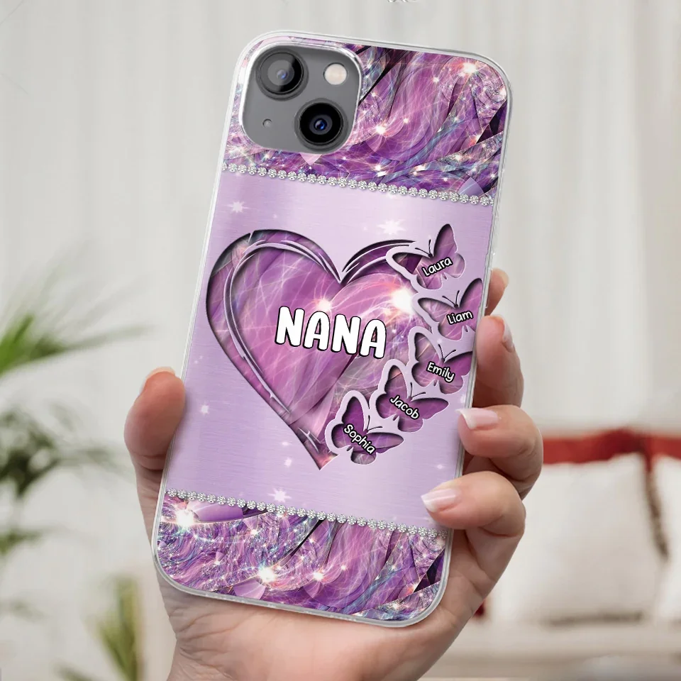 Grandkids Complete Her Joy - Family Personalized Custom Faux Jewelry Effect Printed Clear Phone Case - Gift For Mom, Grandma - Image 33