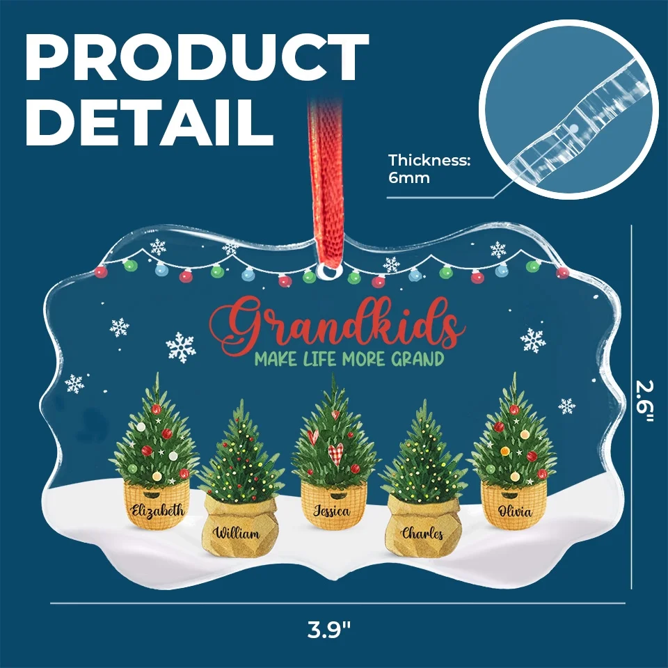 Grandkids Make Life More Grand - Family Personalized Custom Benelux Glass Ornament - Sympathy Gift, Christmas Gift For Mom, Grandma - Image 5