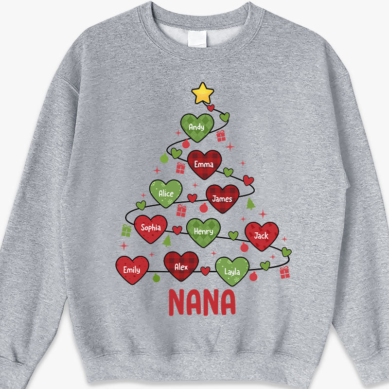 Grandma And Kids Christmas Heart Tree - Family Personalized Custom Unisex T-shirt, Hoodie, Sweatshirt - Christmas Gift For Mom, Grandma - Image 4
