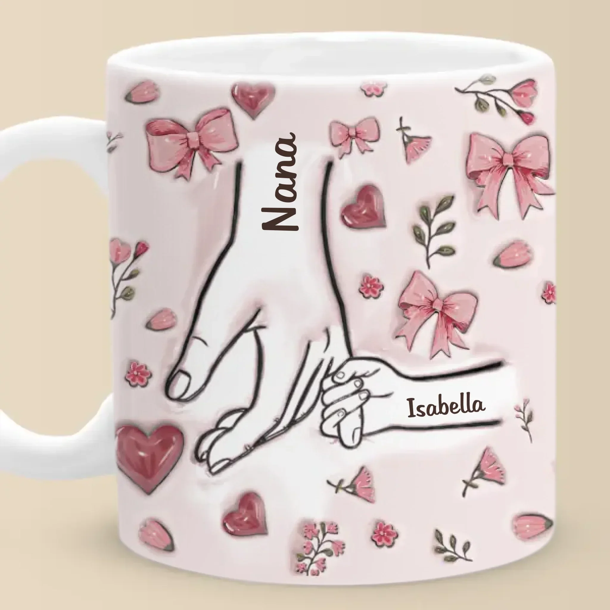 Grandma Is The Heart Of The Family - Family Personalized Custom 3D Inflated Effect Printed Mug - Mother's Day, Gift For Mom, Grandma - Image 3