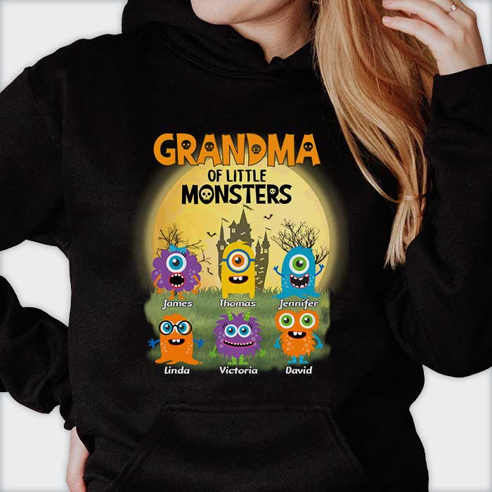 Grandma Of Little Monsters - Personalized Unisex T-Shirt, Hoodie, Sweatshirt - Gift For Grandma, Grandparents, Halloween Gift - Image 2