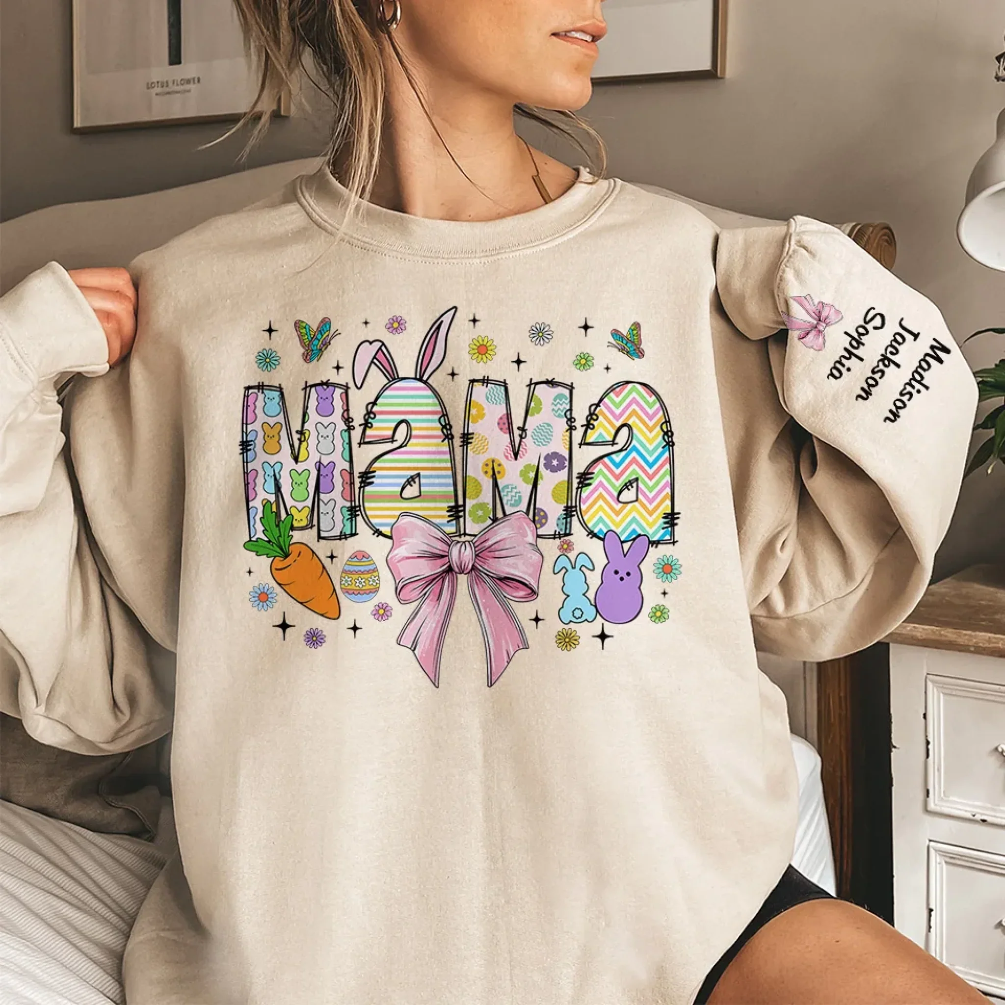 Grandma, The Heart Of Our Family - Family Personalized Custom Unisex Sweatshirt, Hoodie With Design On Sleeve - Gift For Mom, Grandma - Image 3