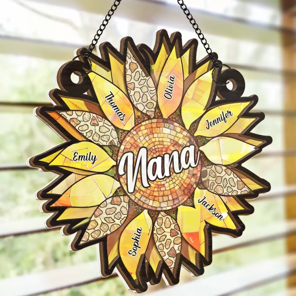 Grandmas Are Angels In Disguise - Family Personalized Window Hanging Suncatcher - Gift For Grandma - Image 4