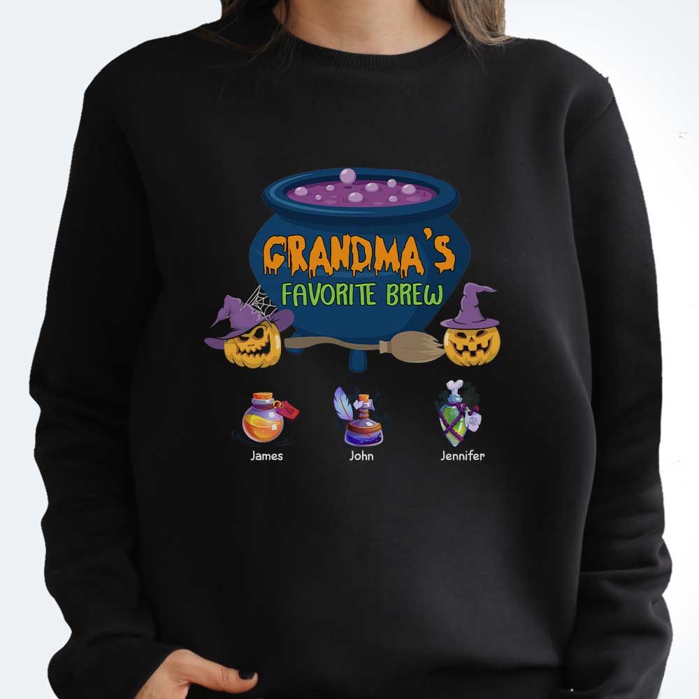Grandma's Favorite Brew - Personalized Unisex T-shirt, Hoodie, Sweatshirt - Gift For Grandma, Grandparents, Halloween Gift - Image 3