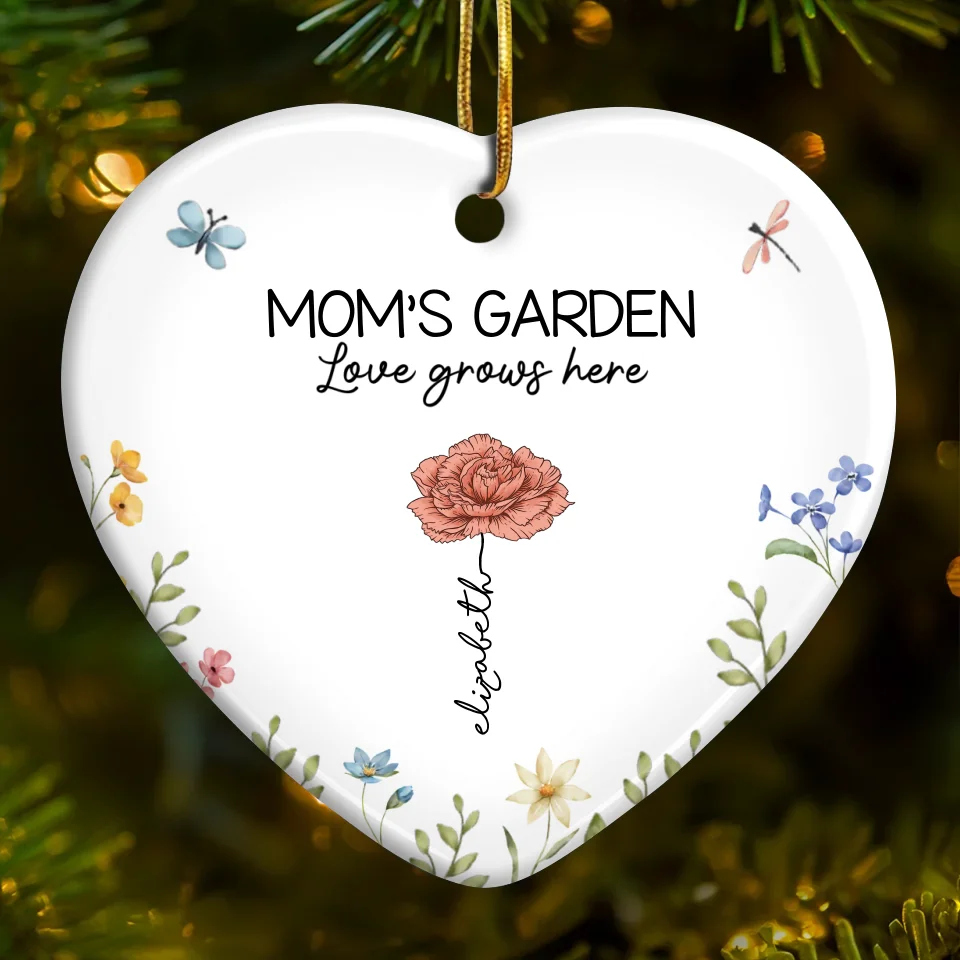 Grandma's Favorite Garden - Family Personalized Custom Ornament - Ceramic Heart Shaped - Christmas Gift For Grandma, Grandkid - Image 2