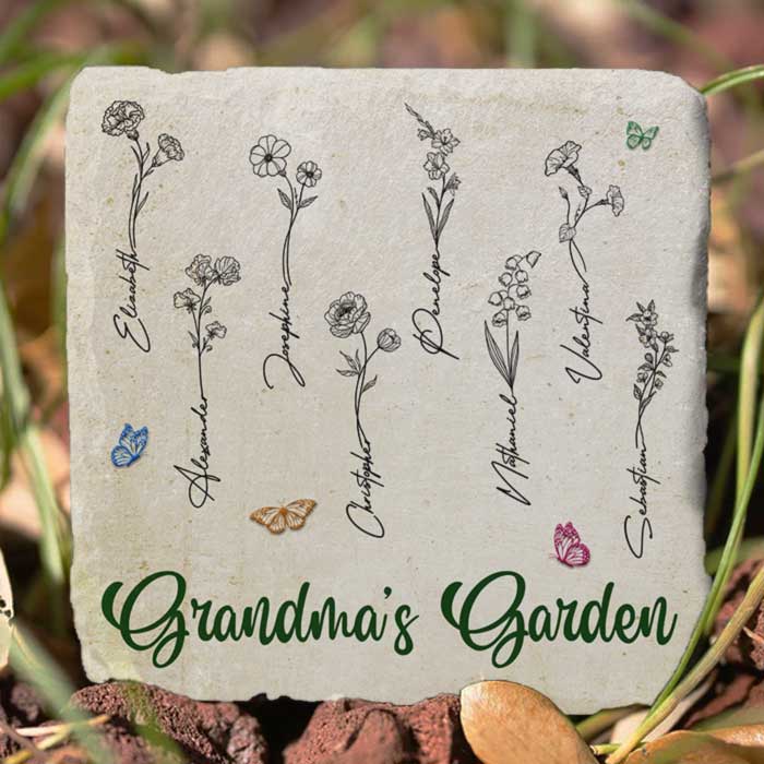 Grandma's Flower Garden - Personalized Garden Stone - Gift For Grandma, Grandparents - Image 2