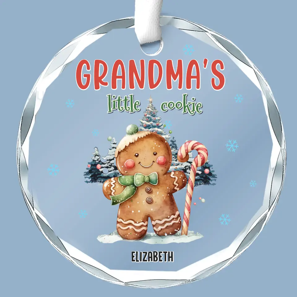 Grandma's Gingerbread And Her Loving Squeeze - Family Personalized Custom Circle Glass Ornament - Christmas Gift For Mom, Grandma - Image 2