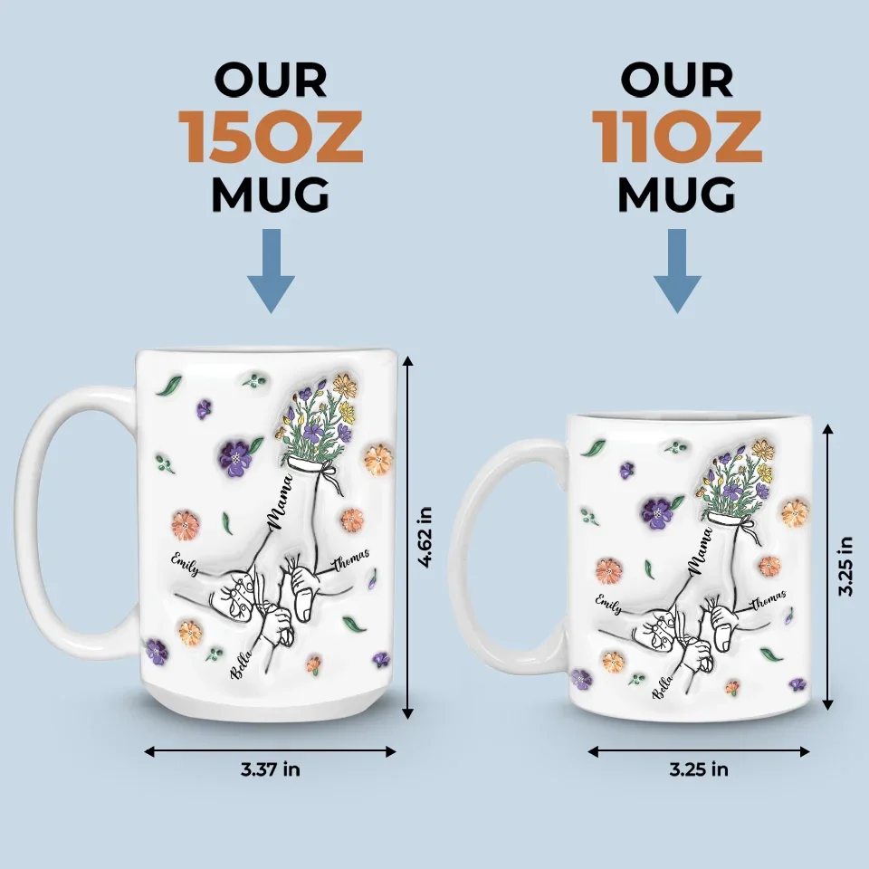 Grandma’s Hands Are The Safest Place To Be - Family Personalized Custom 3D Inflated Effect Printed Mug - Gift For Mom, Grandma - Image 6