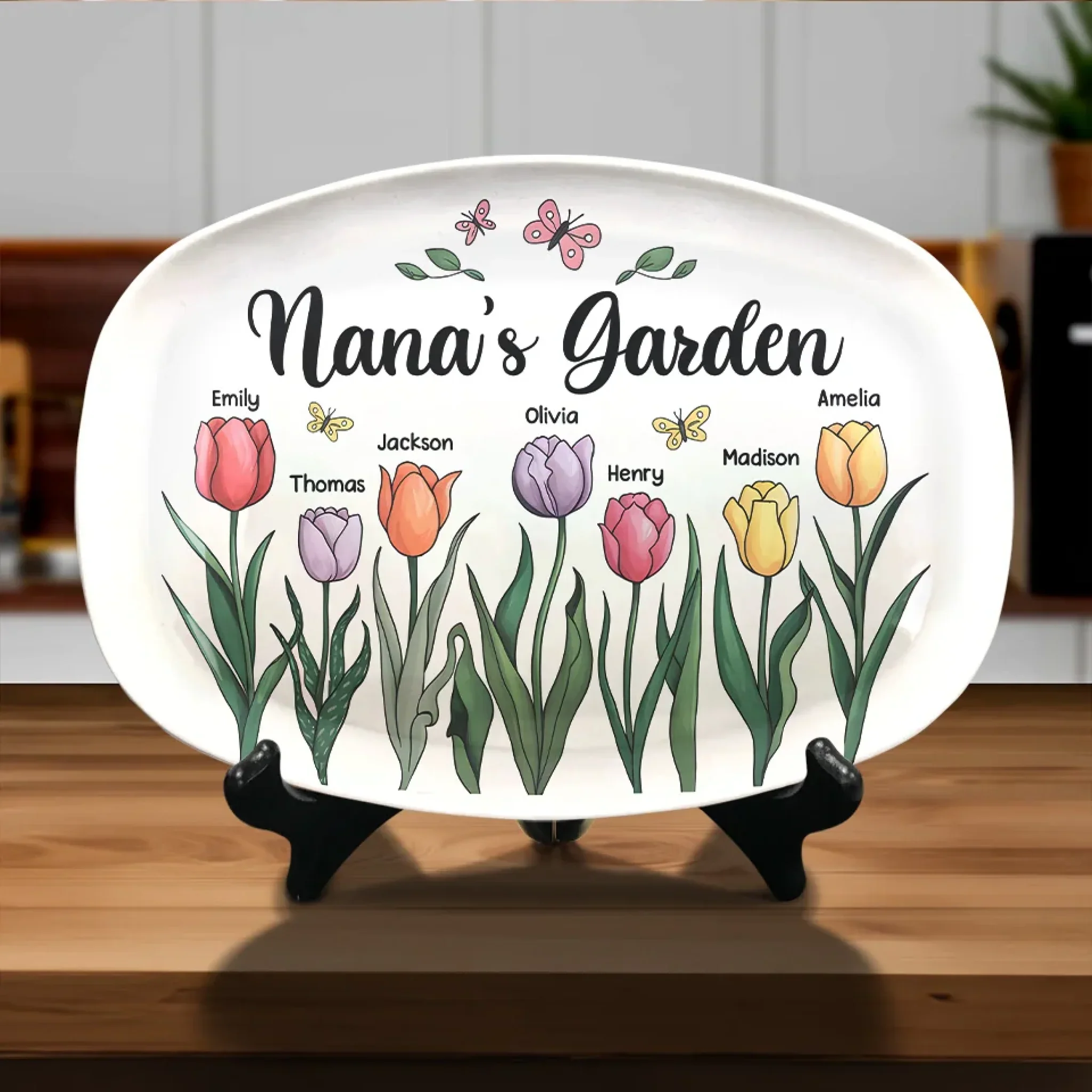Grandma’s Heart Is A Garden Of Love - Family Personalized Custom Platter - Gift For Mom, Grandma - Image 4