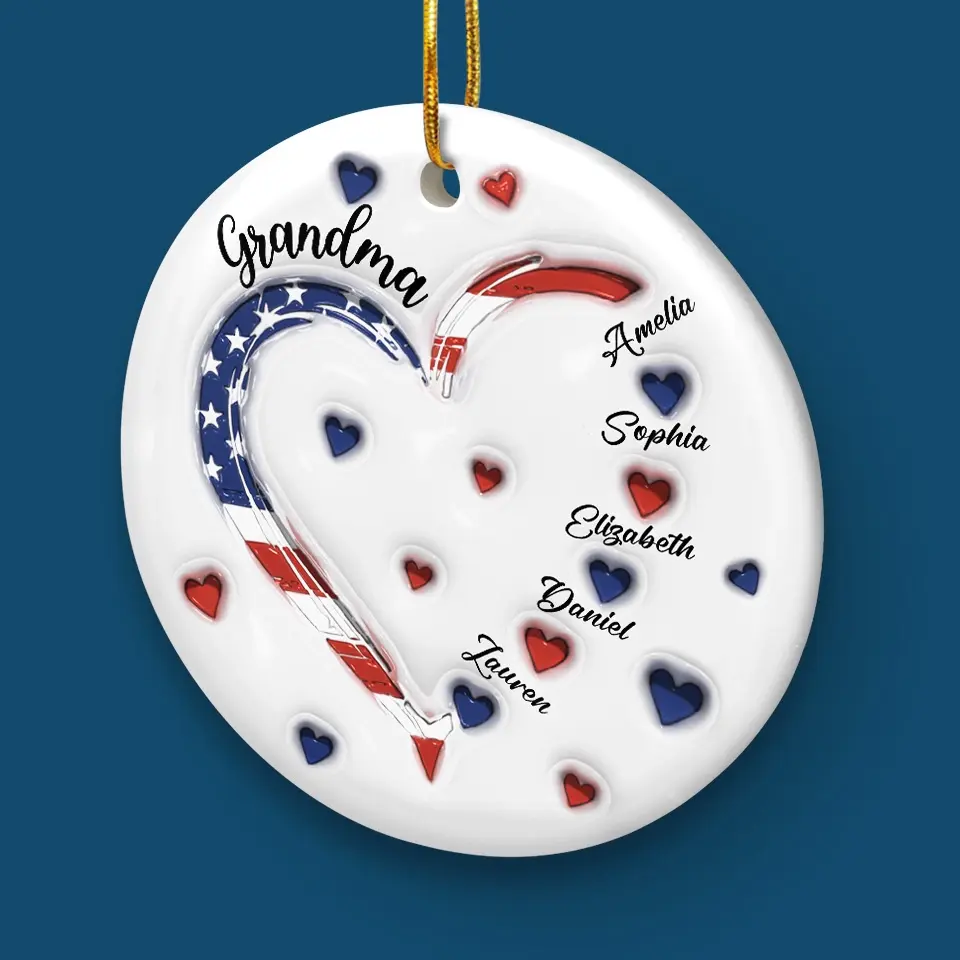 Grandma’s Love For Her Grandkids Knows No Bounds - Family Personalized Custom 3D Inflated Effect Printed Ornament - Ceramic Round Shaped - Christmas Gift For Mom, Grandma - Image 5