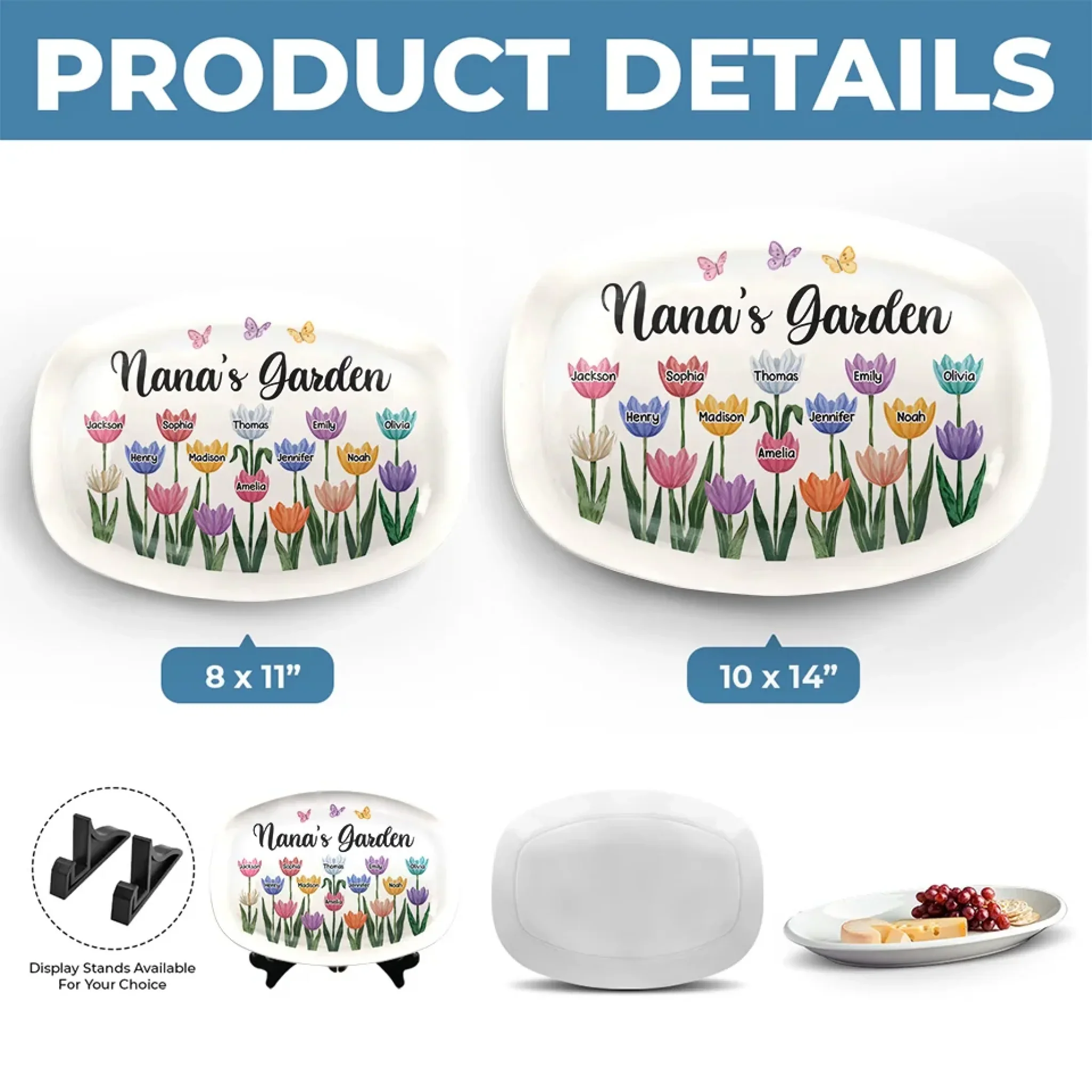 Grandma’s Love Helps Kids Bloom - Family Personalized Custom Platter - Gift For Mom, Grandma - Image 5