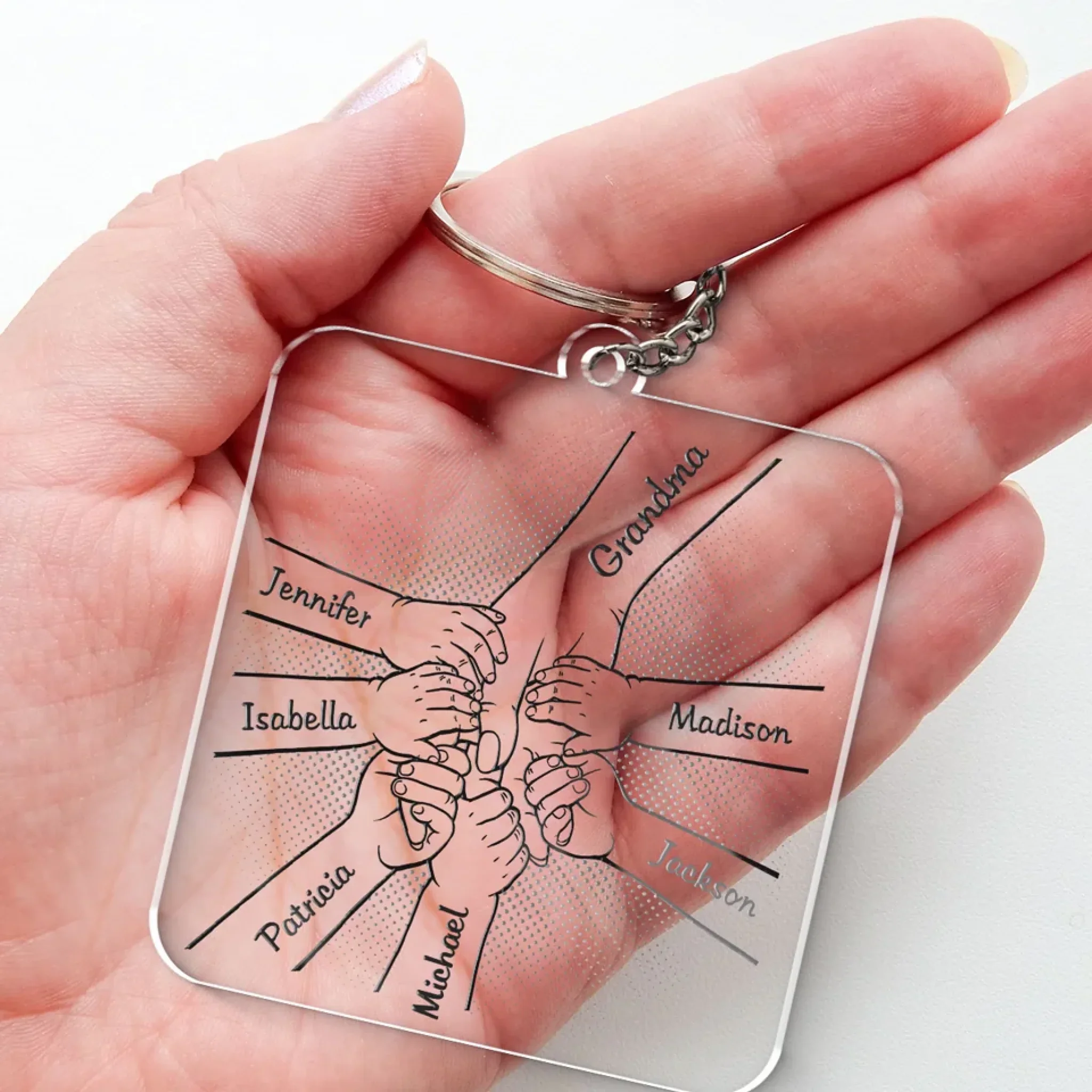 Grandma’s Love Is My Treasure - Family Personalized Custom Shaped Acrylic Keychain - Gift For Mom, Grandma - Image 4